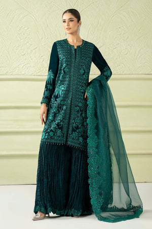 Luxury Formals Velvet '26 - 3 Piece Embroidered Velvet Suit | SFW2512-GRN