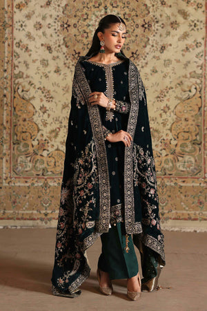 Luxury Formals Velvet '26 - 3 Piece Embroidered Velvet Suit | SFW2546-GRN