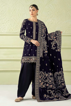 Luxury Formals Velvet '26 - 3 Piece Embroidered Velvet Suit | SFW2546-PRP