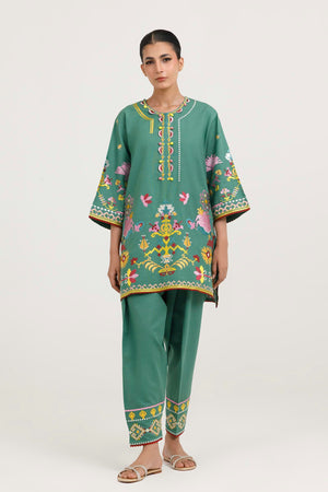 Stitched Embroidered Cotton Khaddar Shirt+ Shalwar | FW26SGE569P2T
