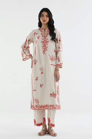New In '26 - Stitched Embroidered Khaadi Silk Shirt+ Culotte | SS26SGE497P2T