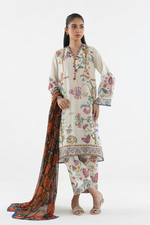 New In '26 - Stitched Embroidered Muzlin Lawn Suit | SS26MUZ212AP3