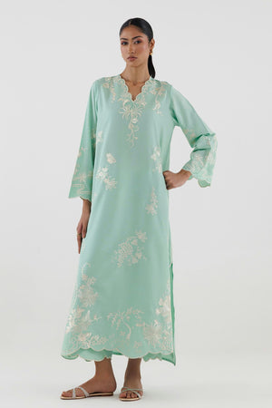 New In '26 - Stitched Embroidered Raw Silk Shirt+ Culotte | SS26SGE472P2T