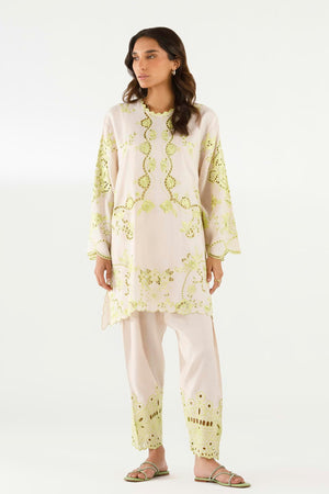Stitched Embroidered Raw Silk Shirt + Shalwar | SS26SGE406P2T