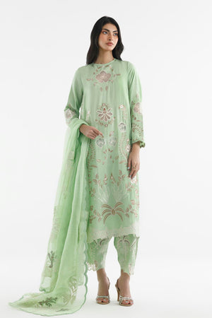New In '26 - Stitched Embroidered Raw Silk Suit | SS26EXE635P3