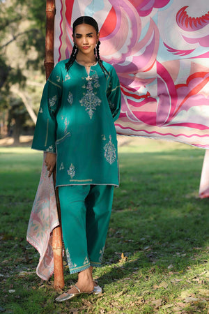Eid Edit '26 - Stitched Embroidered Slub Lawn Shirt + Shalwar | SS26ESE338P2T