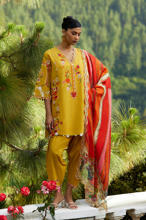 Unstitched Embroidered 3 Piece Muzlin Suit | M262-006B-CV