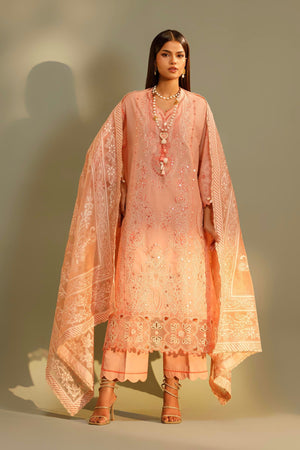 Unstitched Embroidered 3 Piece Muzlin Suit | M262-009B-CT