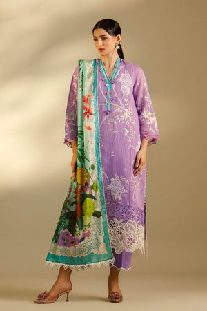 Unstitched Embroidered 3 Piece Muzlin Suit | M262-010B-CL