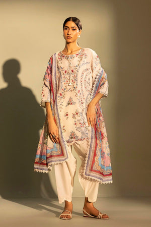 Unstitched Embroidered 3 Piece Muzlin Suit | M262-011A-DC