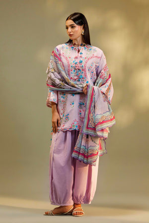 Unstitched Embroidered 3 Piece Muzlin Suit | M262-011B-DC