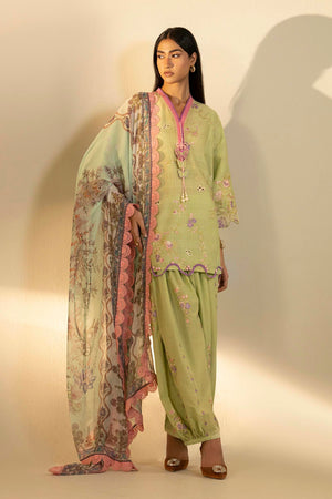 Unstitched Embroidered 3 Piece Muzlin Suit | M262-013B-CJ