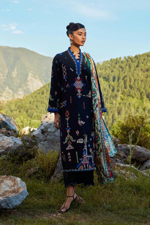 Unstitched Embroidered 3 Piece Muzlin Suit | M262-015B-CL