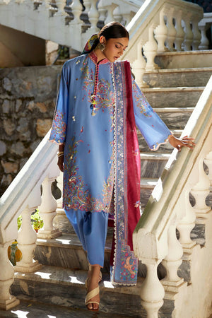 Unstitched Embroidered 3 Piece Muzlin Suit | M262-016A-DC