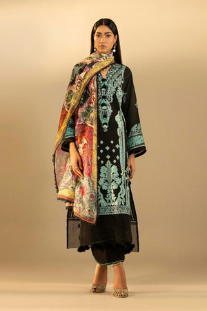 Unstitched Embroidered 3 Piece Muzlin Suit | M262-018A-DD