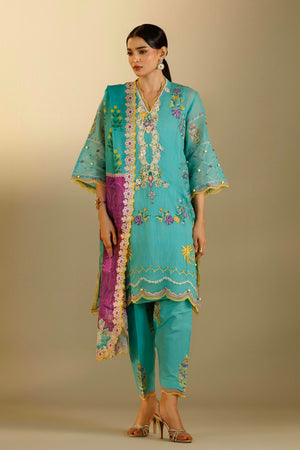 Unstitched Embroidered 3 Piece Muzlin Suit | M262-019A-CV