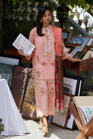 Unstitched Embroidered 3 Piece Muzlin Suit | M262-019B-CV