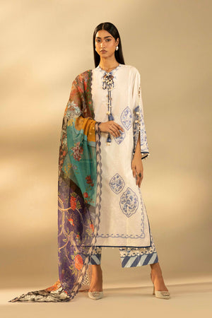 Unstitched Embroidered 3 Piece Muzlin Suit | M262-020A-DC