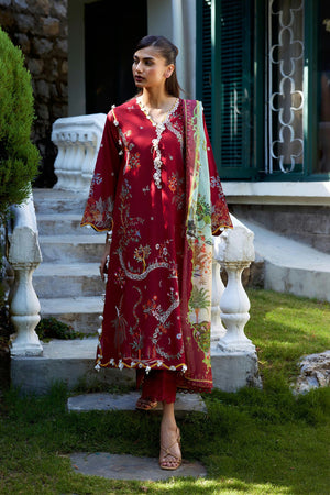 Unstitched Embroidered 3 Piece Muzlin Suit | M262-003B-CH