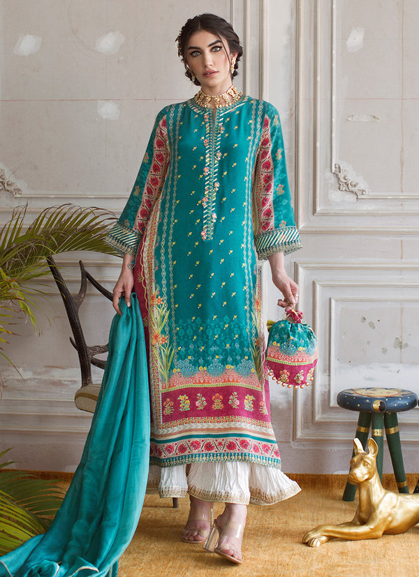 Farah Talib Aziz Silk Luxe Pret 21 - Beryl Crepe Tunic and Silk Dupatta
