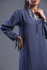 COTTON TUNIC WITH TIE SLEEVES