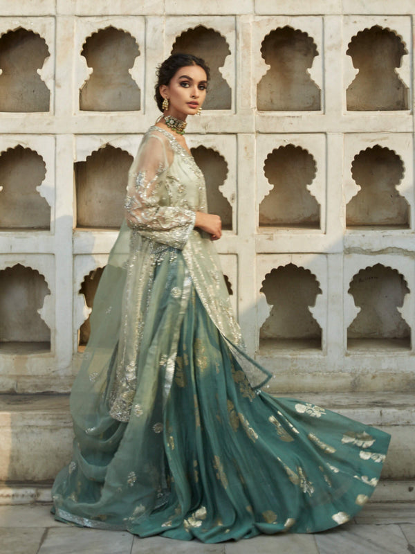 Misha Lakhani Bridal Couture - BUNDI W/ CRUSHED LEHENGA & DUPATTA
