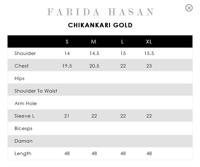 Farida Hasan Pre Fall - CHIKANKARI GOLD WITH DUPATTA