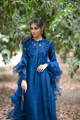 NADIA FAROOQUI LUXURY PRET- SELF EMBROIDERED LONG SHIRT WITH STATEMENT DUPATTA