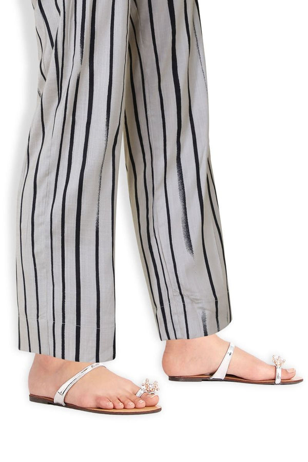 Beige Striped Pants - Sana Safinaz